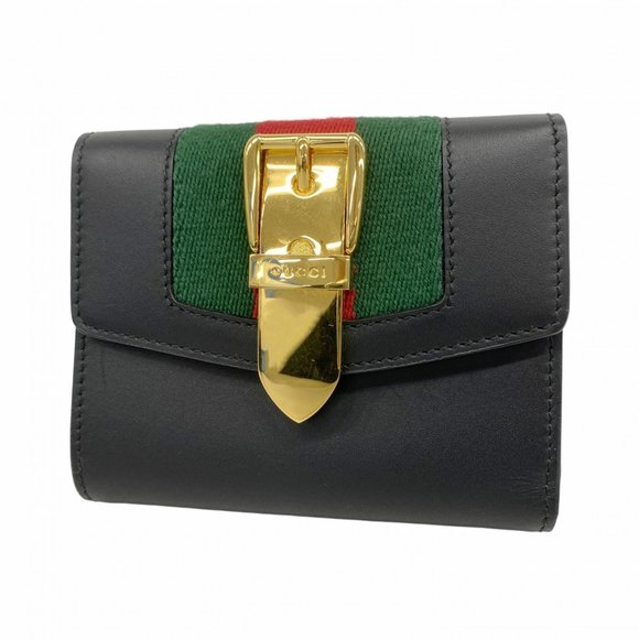 GUCCI Black Leather Sylvie Wallet - Picture 1 of 10